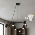 Brilagi - LED RGBW ρυθμιζόμενος πολυέλαιος με καλώδιο SELE 6xGU10/6,5W/230V 2700-6500K μαύρος + τηλεχειριστήριο