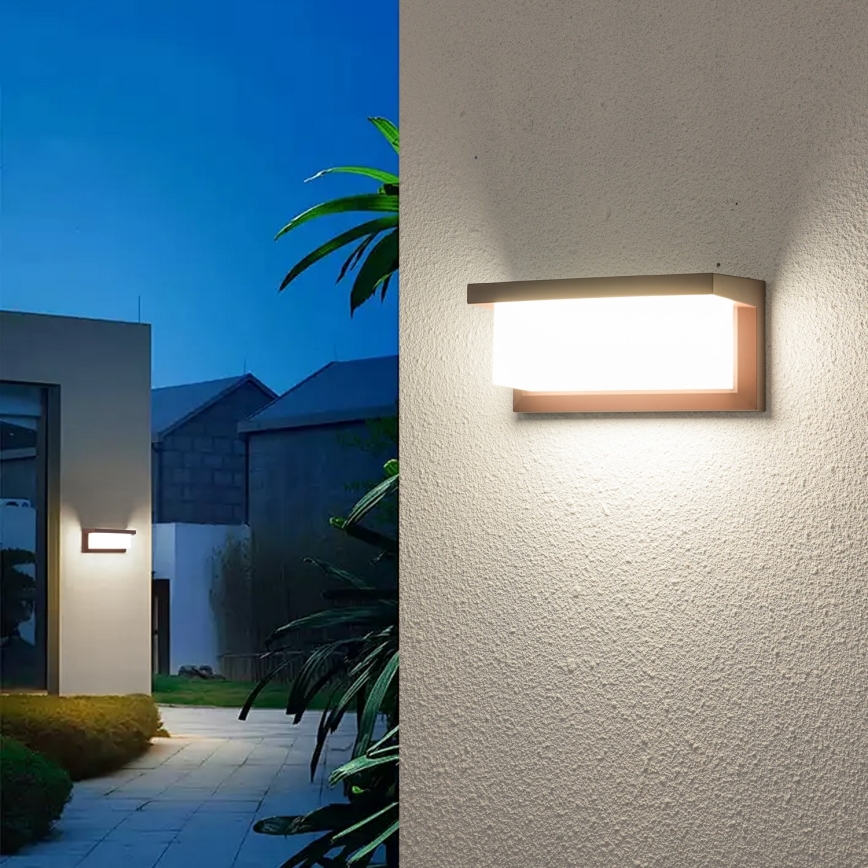 Brilagi - LED RGBW Ρυθμιζόμενο εξωτερικό επιτοίχιο φωτιστικό BRICKY 1xE27/9W/230V 2700-6500K IP54 καφέ