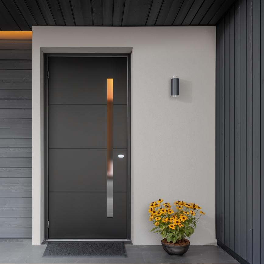 Brilagi - LED RGBW ρυθμιζόμενο επιτοίχιο φωτιστικό εξωτερικού χώρου MATERA 2xGU10/6W/230V 3000K IP54 ανθρακί + τηλεχειριστήριο