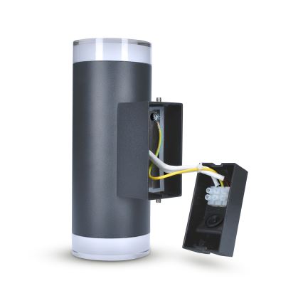 Brilagi - LED RGBW ρυθμιζόμενο επιτοίχιο φωτιστικό εξωτερικού χώρου MATERA 2xGU10/6W/230V 3000K IP54 ανθρακί + τηλεχειριστήριο