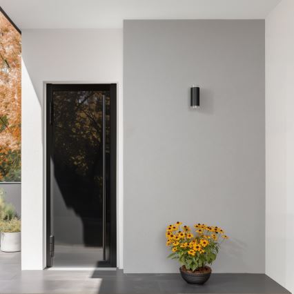 Brilagi - LED RGBW ρυθμιζόμενο εξωτερικό επιτοίχιο φωτιστικό MATERA 2xGU10/6W/230V 3000K IP54 μαύρο