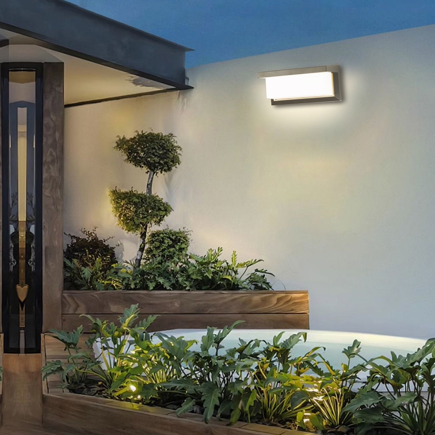 Brilagi - LED RGBW Ρυθμιζόμενο εξωτερικό επιτοίχιο φωτιστικό BRICKY 1xE27/15W/230V 2700-6500K IP54 γκρι