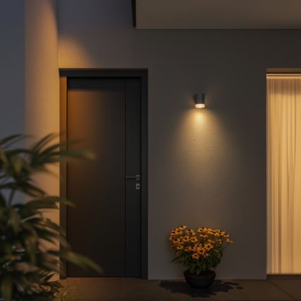 Brilagi - LED RGBW Ρυθμιζόμενο εξωτερικό επιτοίχιο φωτιστικό MATERA 1xGU10/6W/230V 3000K IP54 γκρι + τηλεχειριστήριο