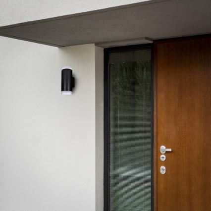 Brilagi - LED RGBW ρυθμιζόμενο εξωτερικό φωτιστικό τοίχου MATERA 2xGU10/4,8W/230V 3000K IP54 μαύρο + τηλεχειριστήριο
