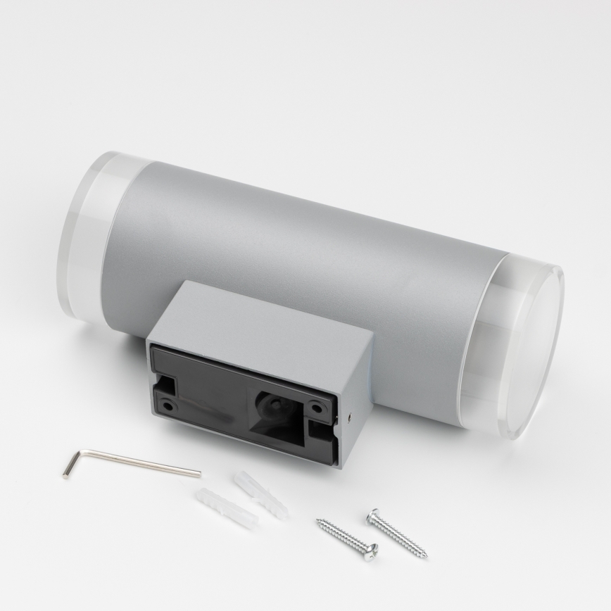 Brilagi - LED RGBW Ρυθμιζόμενο εξωτερικό επιτοίχιο φωτιστικό MATERA 2xGU10/6W/230V 3000K IP54 γκρι + τηλεχειριστήριο