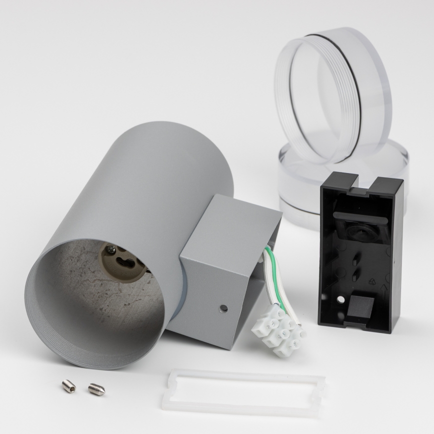 Brilagi - LED RGBW Ρυθμιζόμενο εξωτερικό επιτοίχιο φωτιστικό MATERA 2xGU10/6W/230V 3000K IP54 γκρι + τηλεχειριστήριο