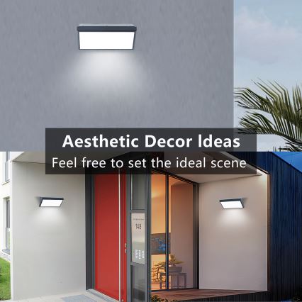 Brilagi - LED RGBW ρυθμιζόμενο εξωτερικό επιτοίχιο φωτιστικό TRIANGLE 1xE27/15W/230V 2700-6500K IP65 ανθρακί