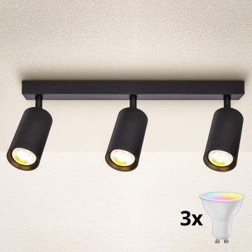 Brilagi - LED RGBW ρυθμιζόμενο σποτ φωτιστικό SELE 3xGU10/6,5W/230V 2700-6500K μαύρο