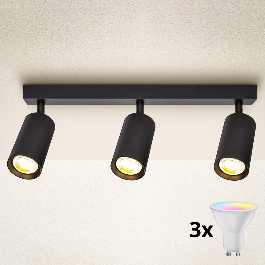 Brilagi - LED RGBW ρυθμιζόμενο σποτ φωτιστικό SELE 3xGU10/6,5W/230V 2700-6500K μαύρο
