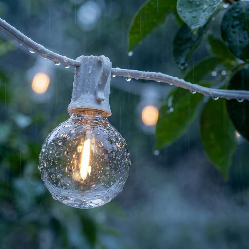 Brilagi - LED εξωτερική διακοσμητική γιρλάντα GIRLANDA 10xE12/0,6W/230V 8m λευκή IP44 θερμό λευκό