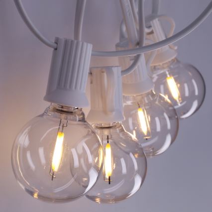 Brilagi - LED εξωτερική διακοσμητική γιρλάντα GIRLANDA 10xE12/0,6W/230V 8m λευκή IP44 θερμό λευκό