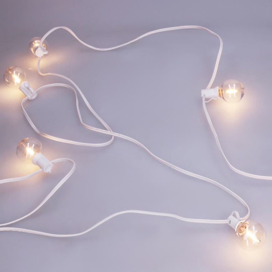 Brilagi - LED εξωτερική διακοσμητική γιρλάντα GIRLANDA 10xE12/0,6W/230V 8m λευκή IP44 θερμό λευκό