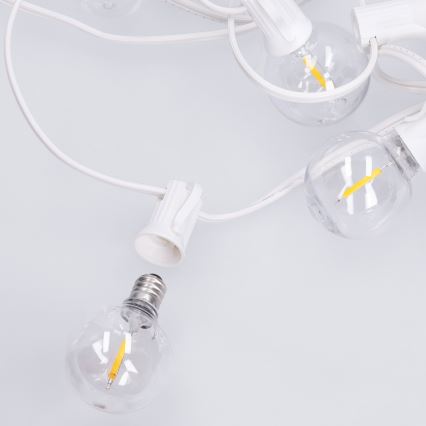Brilagi - LED εξωτερική διακοσμητική γιρλάντα GIRLANDA 10xE12/0,6W/230V 8m λευκή IP44 θερμό λευκό