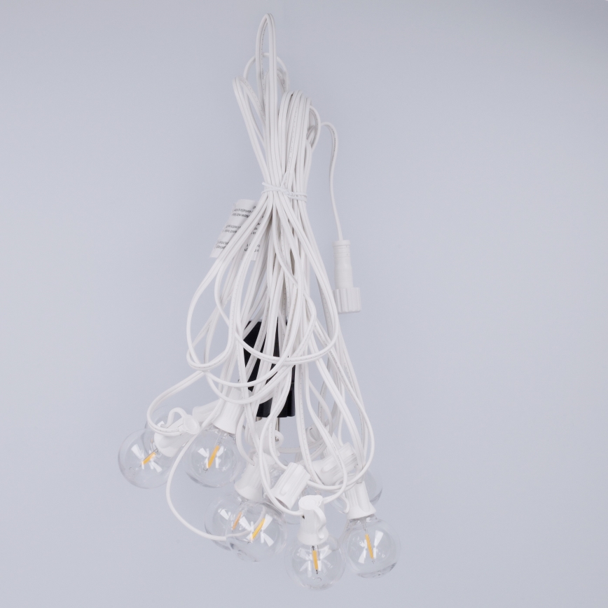 Brilagi - LED εξωτερική διακοσμητική γιρλάντα GIRLANDA 10xE12/0,6W/230V 8m λευκή IP44 θερμό λευκό