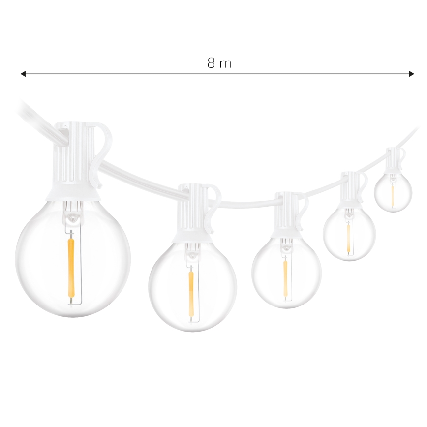 Brilagi - LED εξωτερική διακοσμητική γιρλάντα GIRLANDA 10xE12/0,6W/230V 8m λευκή IP44 θερμό λευκό