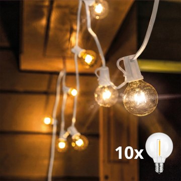 Brilagi - LED γιρλάντα εξωτερικού χώρου GIRLANDA 10xE12/0,6W/24V 8m λευκή IP44 θερμό λευκό