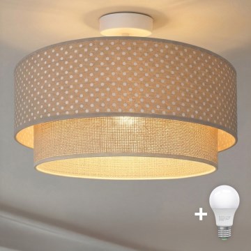 Brilagi - LED εφαρμοστό φωτιστικό οροφής BOHO BOBO, 1xE27/60W/230V, Ø 40 εκ., πουά, μπεζ/κρεμ