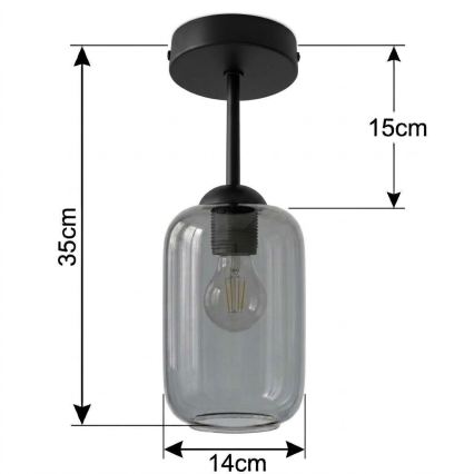 BRILAGI - LED Επιφανειακό φωτιστικό οροφής RETRO GLASS 1xE27/60W/230V Ø 14 cm μαύρο/καπνιστό γκρι