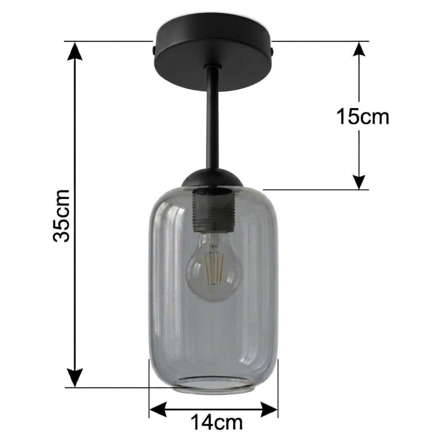 BRILAGI - LED Επιφανειακό φωτιστικό οροφής RETRO GLASS 1xE27/60W/230V Ø 14 cm μαύρο/καπνιστό γκρι