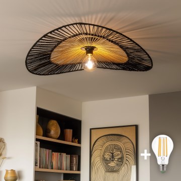 Brilagi - LED επιφανειακό φωτιστικό οροφής CERIA BOHO 1xE27/40W/230V Ø 50 cm μαύρο/καφέ/δρυς