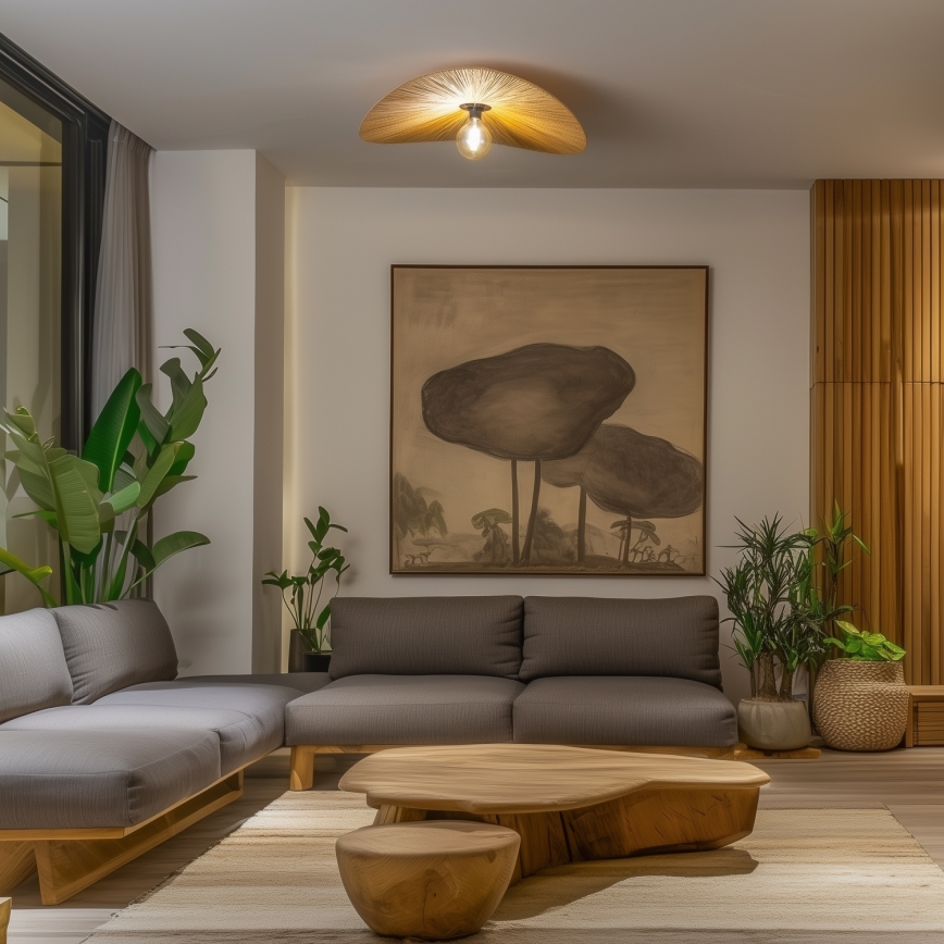 Brilagi - LED επιφανειακό φωτιστικό οροφής CERIA BOHO 1xE27/40W/230V Ø 80 cm από ραφία