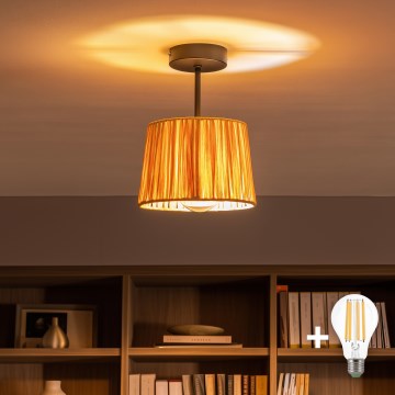 Brilagi - LED επιφανειακό φωτιστικό οροφής CERIA BOHO 1xE27/60W/230V Ø 20 cm μαύρο/ραφία