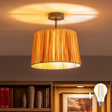 Brilagi - LED επιφανειακό φωτιστικό οροφής CERIA BOHO 1xE27/60W/230V Ø 30 εκ. μαύρο/ραφία