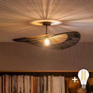 Brilagi - LED επιφανειακό φωτιστικό οροφής CERIA BOHO 1xE27/60W/230V Ø 80 εκ. μαύρο/καφέ