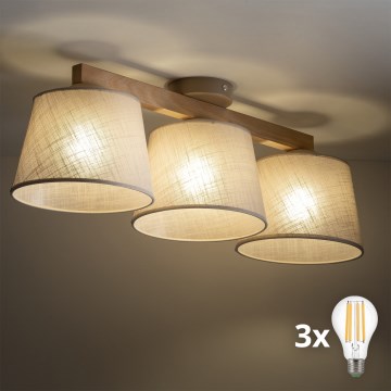 BRILAGI - LED Επιφανειακό φωτιστικό οροφής LATTE SABIA 3xE27/15W/230V πεύκο/μπεζ