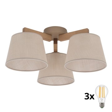 BRILAGI - LED επιφανειακό φωτιστικό οροφής LATTE SABIA 3xE27/15W/230V πεύκο/μπεζ