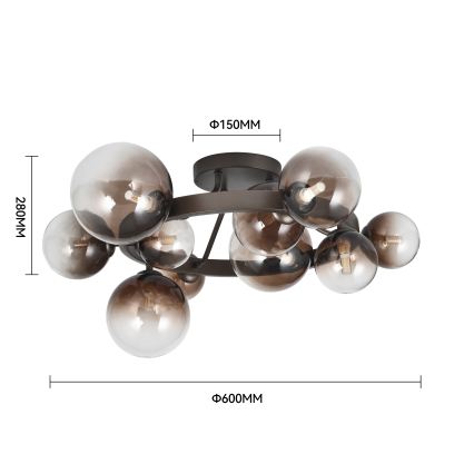 Brilagi - LED επιφανειακό φωτιστικό οροφής MILLA 10xG9/3W/230V καφέ/καπνιστό καφέ