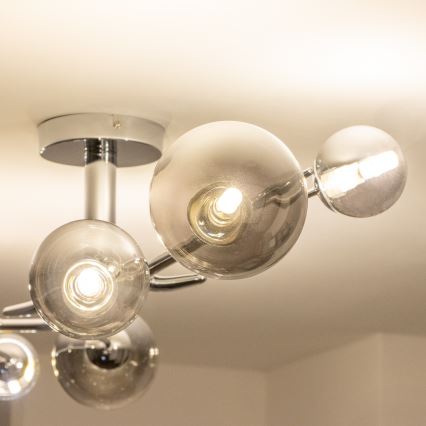 Brilagi - LED Επιφανειακό φωτιστικό οροφής MISTEL 6xG9/3W/230V μαύρο χρώμιο/καπνιστό γυαλί