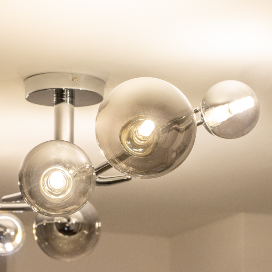 Brilagi - LED Επιφανειακό φωτιστικό οροφής MISTEL 6xG9/3W/230V μαύρο χρώμιο/καπνιστό γυαλί