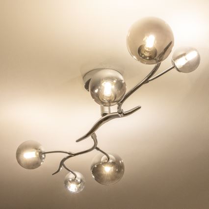 Brilagi - LED Επιφανειακό φωτιστικό οροφής MISTEL 6xG9/3W/230V μαύρο χρώμιο/καπνιστό γυαλί