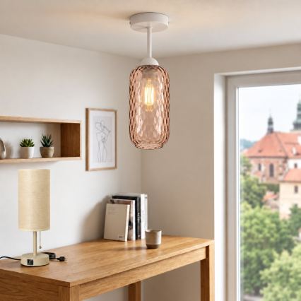 BRILAGI - LED Επιφανειακό φωτιστικό οροφής RETRO GLASS 1xE27/60W/230V Ø 14 εκ. λευκό/καπνιστό καφέ