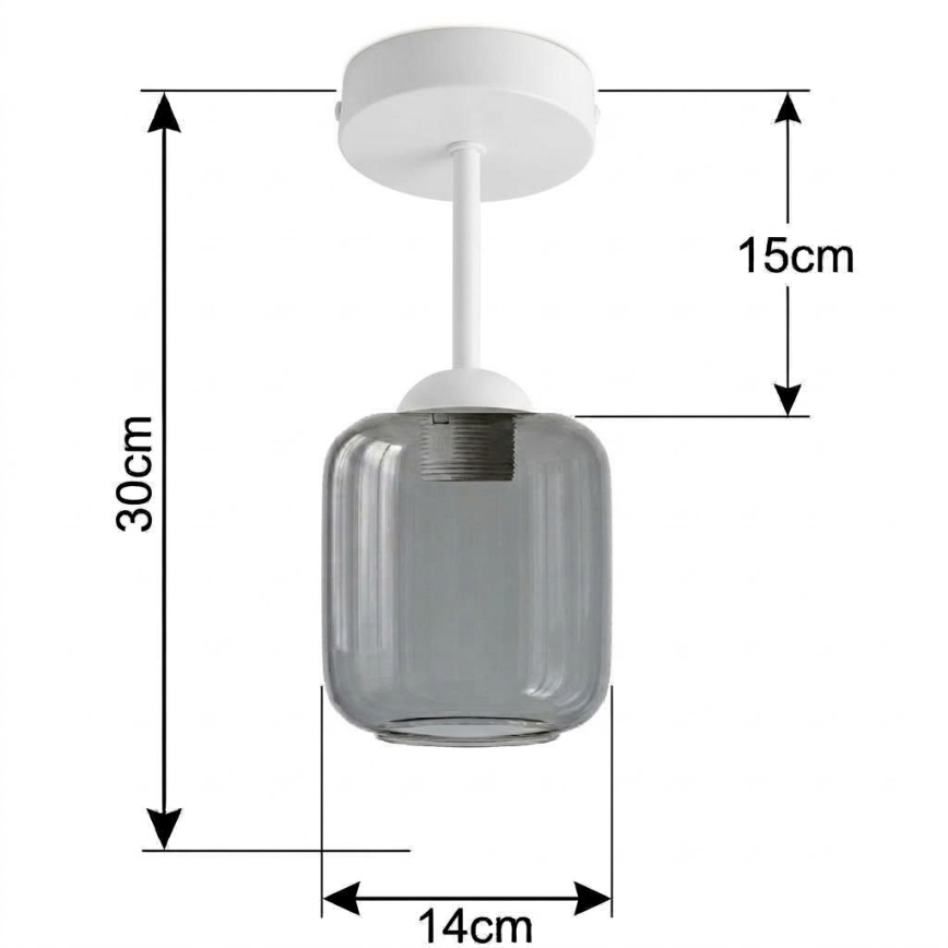 BRILAGI - LED Πλαφονιέρα RETRO GLASS 1xE27/60W/230V Ø 14 cm λευκό/καπνιστό γκρι