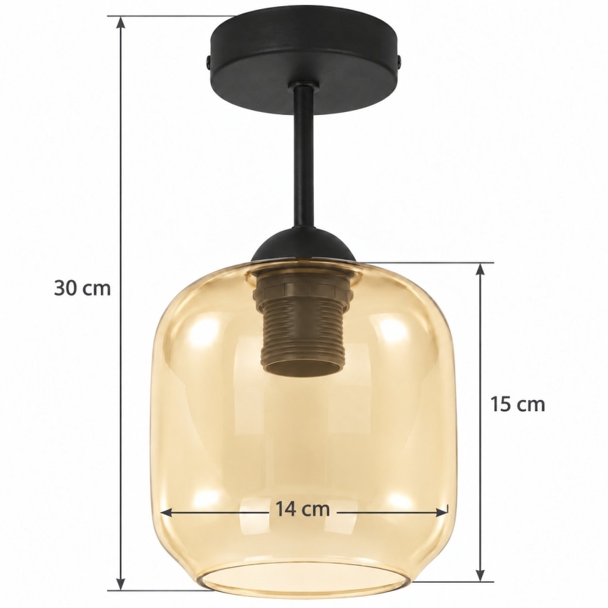 BRILAGI - LED Επιφανειακό φωτιστικό οροφής RETRO GLASS 1xE27/60W/230V Ø 14 cm μαύρο/καπνιστό μπεζ