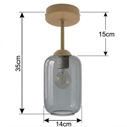 BRILAGI - LED Επιφανειακό φωτιστικό οροφής RETRO GLASS 1xE27/60W/230V Ø 14 εκ. μπεζ/καπνιστό γκρι