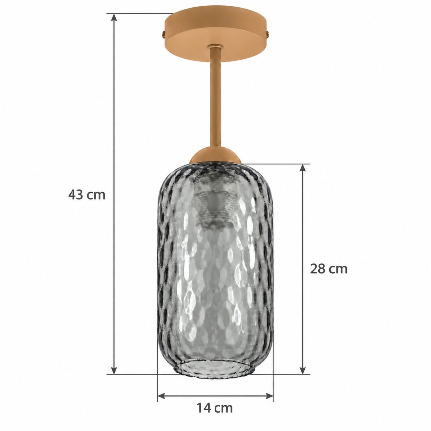 BRILAGI - LED Επιφανειακό φωτιστικό οροφής RETRO GLASS 1xE27/60W/230V διάμ. 14 εκ. μπεζ/καπνιστό γκρι