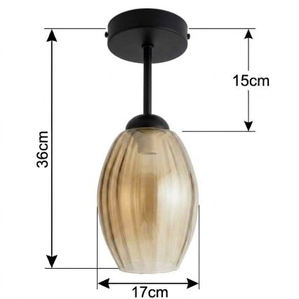 BRILAGI - LED Επιφανειακό φωτιστικό οροφής RETRO GLASS 1xE27/60W/230V διάμ. 17 cm μαύρο/καπνιστό μπεζ