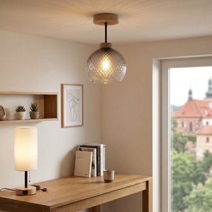 BRILAGI - LED Επιφανειακό φωτιστικό οροφής RETRO GLASS 1xE27/60W/230V Ø 18 cm δρυς/καπνιστό γκρι