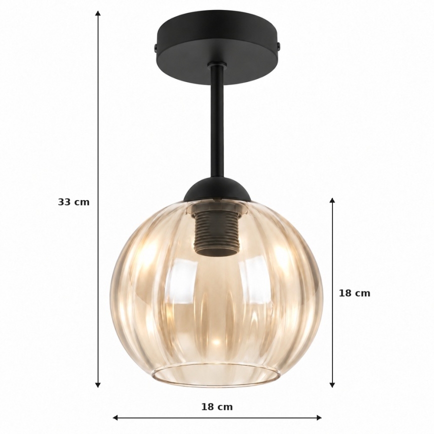 BRILAGI - LED Επιφανειακό φωτιστικό οροφής RETRO GLASS 1xE27/60W/230V Ø 18 cm μαύρο/καπνιστό μπεζ