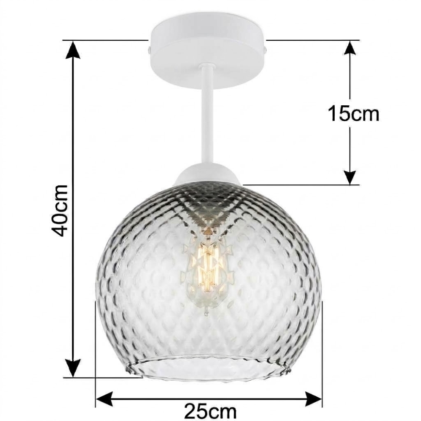 BRILAGI - LED Επιφανειακός πολυέλαιος RETRO GLASS 1xE27/60W/230V διάμ. 25 cm λευκό/καπνιστό γκρι