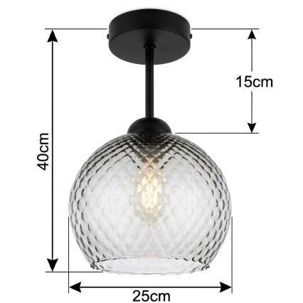 BRILAGI - LED επιφανειακό φωτιστικό οροφής RETRO GLASS 1xE27/60W/230V Ø 25 cm μαύρο/καπνιστό γκρι