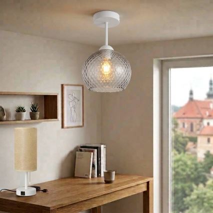 BRILAGI - LED Φωτιστικό οροφής RETRO GLASS 1xE27/60W/230V Ø 18 cm λευκό/καπνιστό γκρι