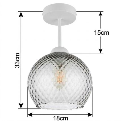 BRILAGI - LED Φωτιστικό οροφής RETRO GLASS 1xE27/60W/230V Ø 18 cm λευκό/καπνιστό γκρι