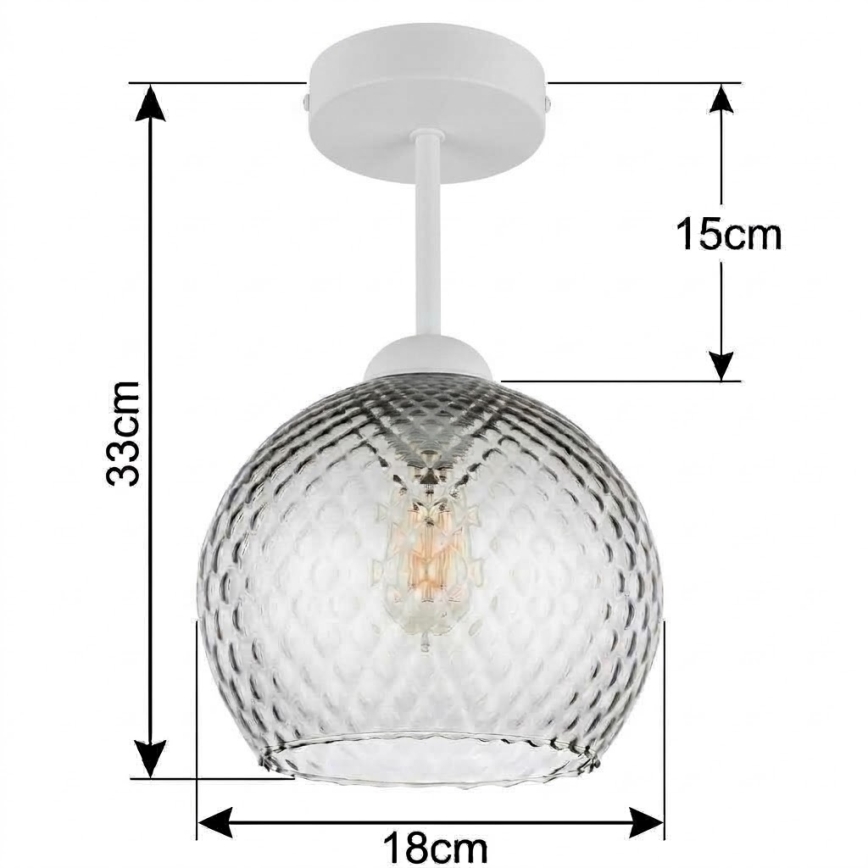 BRILAGI - LED Φωτιστικό οροφής RETRO GLASS 1xE27/60W/230V Ø 18 cm λευκό/καπνιστό γκρι