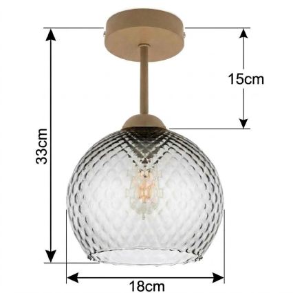 BRILAGI - LED Επιφανειακό φωτιστικό οροφής RETRO GLASS 1xE27/60W/230V Ø 18 cm μπεζ/καπνιστό γκρι