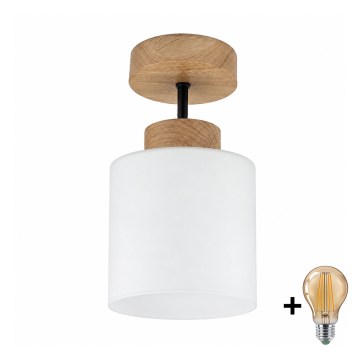 BRILAGI - LED επιφανειακό φωτιστικό οροφής RETRO GLASS 1xE27/60W/230V Ø 10 cm δρυς/λευκό