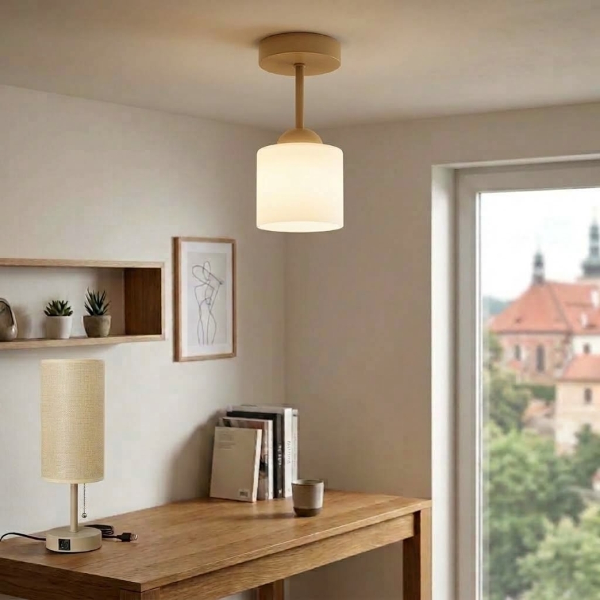 BRILAGI - LED Επιφανειακό φωτιστικό οροφής RETRO GLASS 1xE27/60W/230V Ø 10 cm μπεζ/λευκό